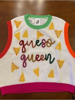 Queen of Sparkles Queso Queen Sleeveless Knit Sweater
